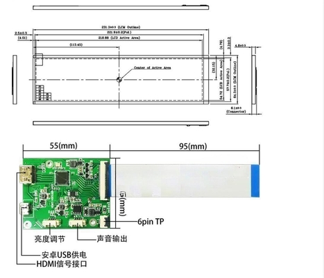 8.8 Inch Touch BAR Tft Lcd Resolution 480X1920 40 Pins  HDMI Converted To MIPI  Interface,