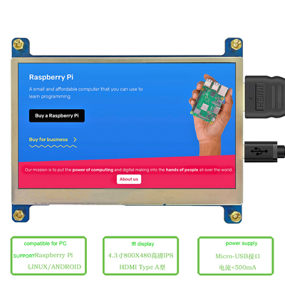 4.3  Inch TFT Display Module With PCBA,  800X480 Resolution,  HDMI Interface 400c/D
