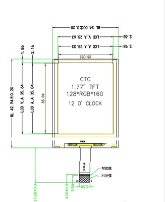 1.77 inch tft display module, 128x160 resolution, 4wire SPI interface,220 c/d