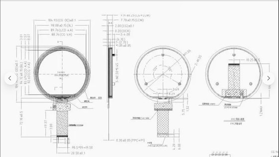 Factory Direct Sales 3.6-Inch 900CD/M2 LCD Resolution 544*506 Round Screen Module