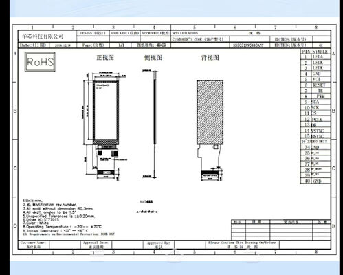 3.16inch IPS TFT LCD Module with 320RGBx820 Resolution and RGB+SPI Interface, Driving IC ST7701S ALL view