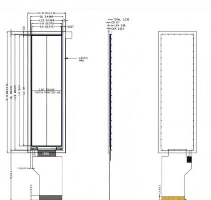3.49" IPS TFT Module with 172X640 Resolution and 350 Brightness